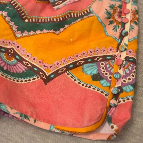 Zara NWT High Waist Floral Patterned Shorts Belted Linen Blend large - Picture 11 of 15